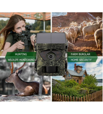 Outdoor Solar Cellular Hunting Trail Camera 48MP 4K Wildlife Camera with WIFI for Wild Animals CMOS Sensor Element SD Card Type