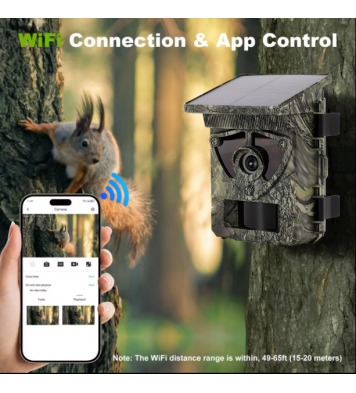 Outdoor Solar Cellular Hunting Trail Camera 48MP 4K Wildlife Camera with WIFI for Wild Animals CMOS Sensor Element SD Card Type