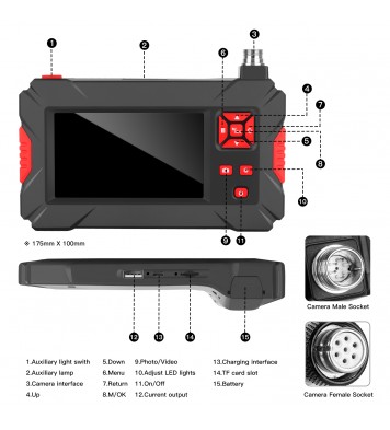 4.3 inch IPS HD screen  hard Cable Daul Lens portable handheld car detector pipeline camera industrial endoscope